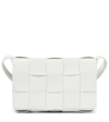 Bottega Veneta Cassette Small Intrecciato Leather Shoulder Bag In White