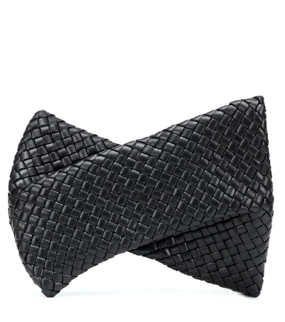 Bottega Veneta Crisscross Leather Clutch In Black
