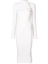 BALMAIN HIGH NECK KNITTED MIDI DRESS