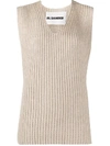 JIL SANDER V-NECK RIBBED VEST