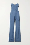 MATERIEL STRAPLESS BELTED WOVEN JUMPSUIT