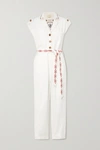 CHUFY GOUYEN BELTED EMBROIDERED COTTON-TWILL JUMPSUIT