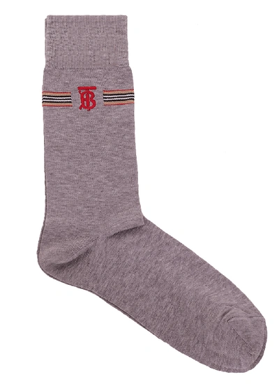 Burberry Iconic Tb Monogram Socks In Grey