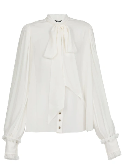 Balmain Silk Shirt In Blanc