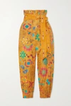 CHUFY BELTED PRINTED COTTON-VOILE TAPERED PANTS