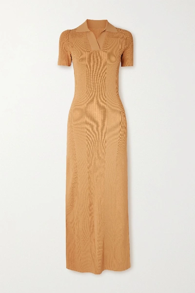 Jacquemus Open-back Ribbed-knit Maxi Dress In Yellow