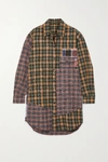 MCQ BY ALEXANDER MCQUEEN END OF LINE OVERSIZED CHECKED COTTON MINI SHIRT DRESS
