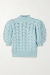 ALICE AND OLIVIA KYOKO POINTELLE-KNIT WOOL-BLEND TURTLENECK SWEATER