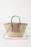 JACQUEMUS SOLEIL SUEDE-TRIMMED STRAW TOTE