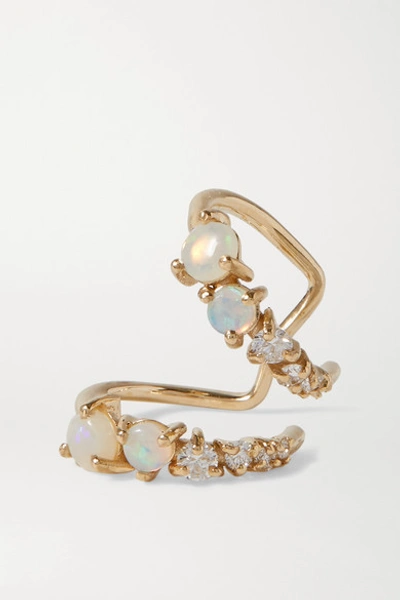 Sarah & Sebastian Chroma Gold, Opal And Diamond Ear Cuff