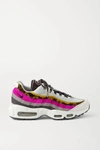 NIKE AIR MAX 95 MESH, SUEDE, CALF HAIR AND LEATHER SNEAKERS