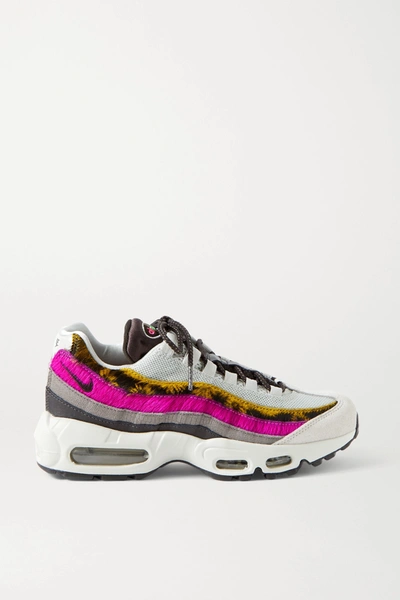 Nike Air Max 95 Mesh, Suede, Calf Hair And Leather Sneakers In Beige