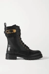 VERSACE EMBELLISHED LEATHER ANKLE BOOTS