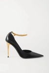 TOM FORD CHAIN-EMBELLISHED LEATHER PUMPS