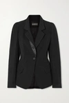 ANN DEMEULEMEESTER SATIN-TRIMMED WOOL AND COTTON-BLEND TWILL JACKET
