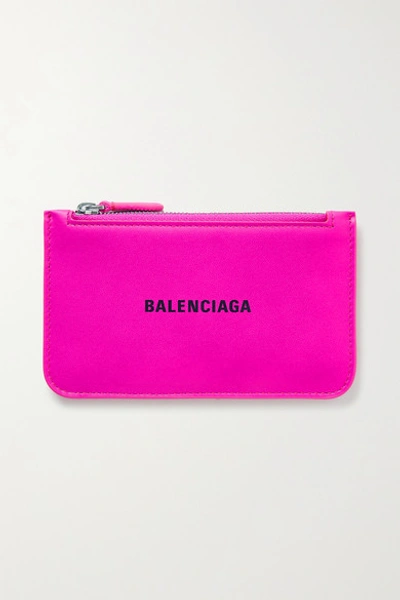 Balenciaga Cash Neon Printed Textured-leather Wallet In Pink