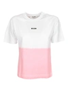 MSGM FADED WHITE AND PINK T-SHIRT