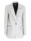 KARL LAGERFELD FRINGES BOUCLÉ JACKET IN ICE colour