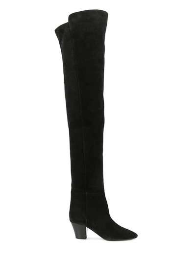 Saint Laurent Black Over-the-knee Suede Leather Boots