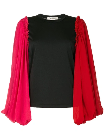 Comme Des Garçons Panelled Ruffle-trimmed Blouse In Black