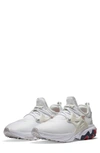 Nike React Presto Flyknit Sneakers In White And Vast Gray In White/ Vast Grey/ Navy