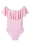 Stella Cove Kids' Girl's Ruffle Overlay One-piece Swimsuit In Pink