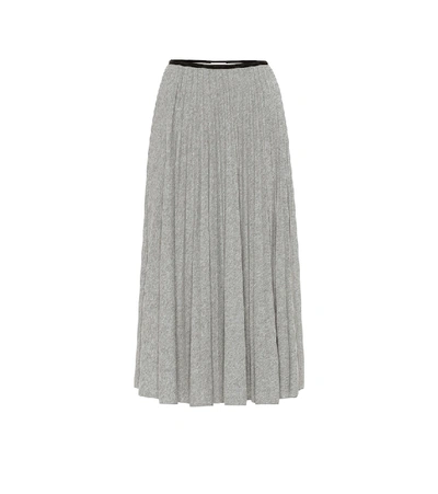 Moncler High-rise Jersey Midi Skirt In Silver