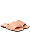 BOTTEGA VENETA RUBBER LIDO LEATHER SLIDES,P00500947