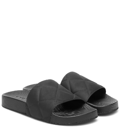Bottega Veneta Intrecciato-effect Slides In Black