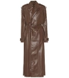 Bottega Veneta Leather Oversized Belted Trench Coat In Brown