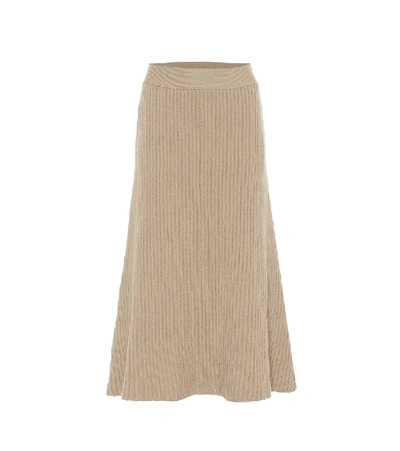Bottega Veneta Wool-blend Midi Skirt In 2646 Beige