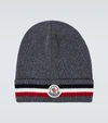 MONCLER WOOL RIBBED BEANIE,P00484065