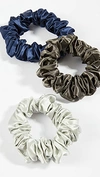 Slip 3-piece Pure Silk Large Scrunchie Set In Midnight Multi