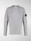 Stone Island Logo Patch Round Neck Sweatshirt In Grey