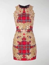 BALMAIN SEQUIN-EMBELLISHED PLAID COCKTAIL DRESS,15632854