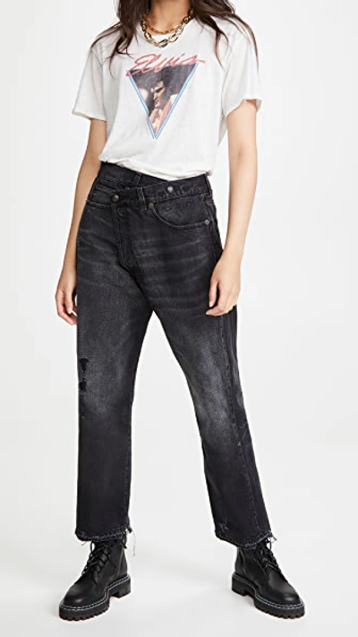 R13 Black Cross-over Jeans In Grey,black