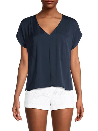 Milly Dolman-sleeve Stretch-silk Top In Navy