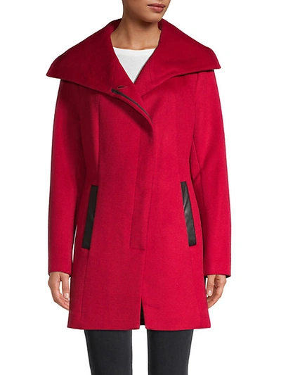 Soia & Kyo Oversized Collar Wool-blend Coat In Crimson