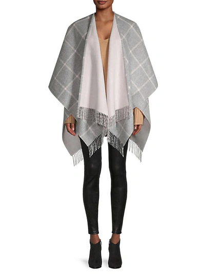 Amicale Windowpane Check Merino Wool Cape In Grey