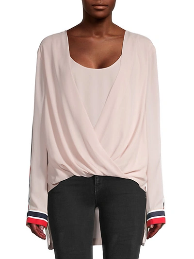 Bcbgmaxazria Faux-wrap High-low Blouse In Bare Pink