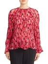 KENZO RUFFLED & PLEATED FLORAL BLOUSE,0400012488142