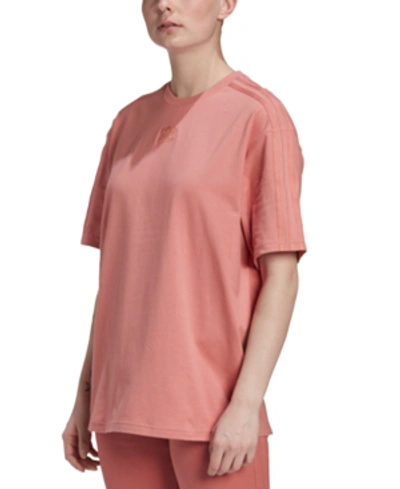 Adidas Originals New Neutrals Logo Boyfriend T-shirt In Pink