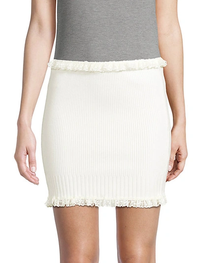 For Love & Lemons Britney Ruffle Mini Skirt In White