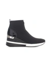 Michael Michael Kors Paneled Metallic Stretch-knit Sneakers In Black