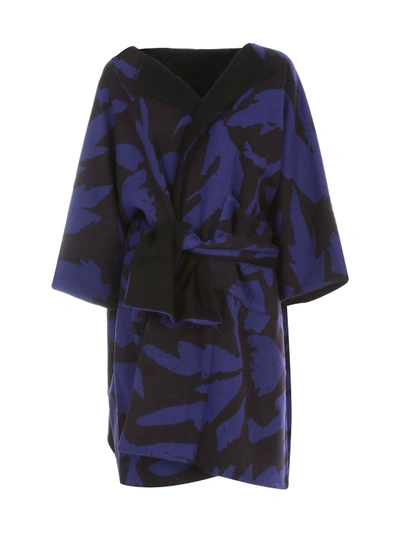 Daniela Gregis Oversize Abstract Print Coat In Black Soffione Nero Draw