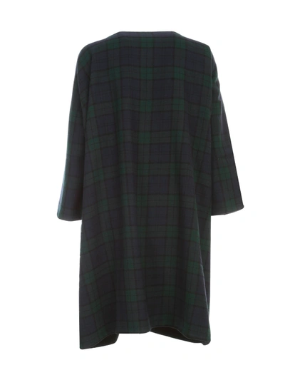 Daniela Gregis Reversible Checked Lambswool Coat In Navy Blue Green Blue Navy Black Tartan