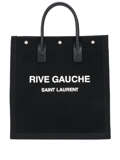 Saint Laurent Rive Gauche Canvas Tote Bag In Black