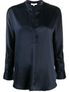 Vince Long-sleeved Open Front Blouse In Blue