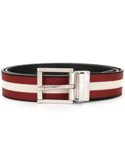 Bally Taylan Striped Leather Belt In Rot