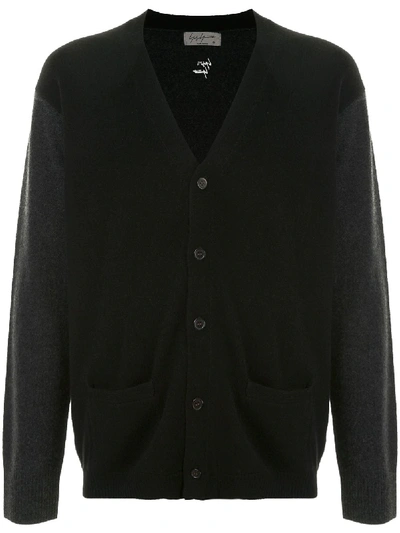 Yohji Yamamoto Two-tone Cashmere Cardigan In Black